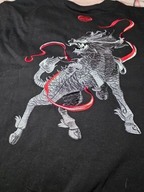Niepce Men’s Raging Kirin Embroidery Graphic Tee Japanese Streetwear T-Shirt